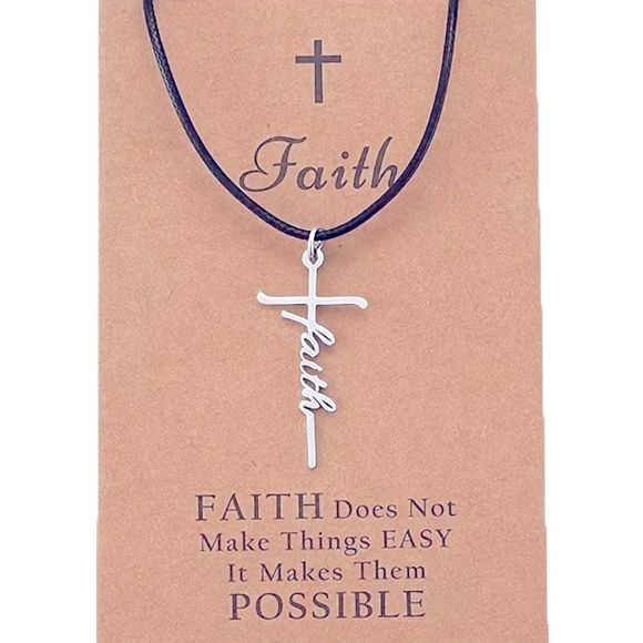 Jersey + Sash Jewelry - NWT “FAITH” NECKLACE BLACK & SILVER